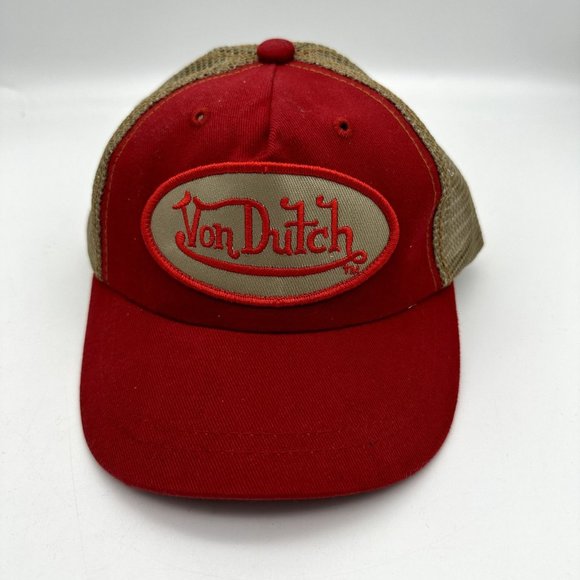 Von Dutch Accessories Von Dutch Trucker Mesh Snapback Hat Cap Red